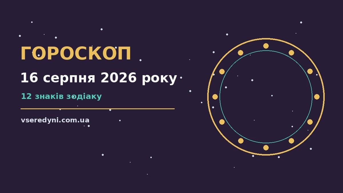 Космічна ілюстрація із сузір’ями для гороскопу на 16 серпня 2026 року