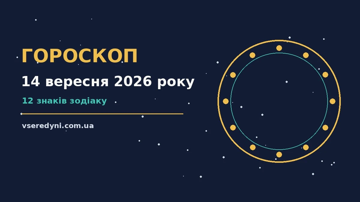 Зоряне небо над міським пейзажем, символ гороскопу на 14 вересня 2026 року